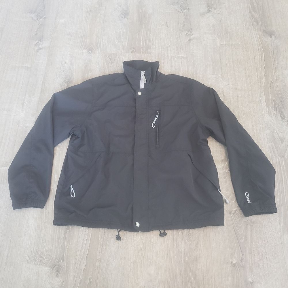 Catalina Womens Black Long Sleeve Rain Windbreaker Full Zip Jacket Size Small‎